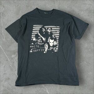 Vintage White‎ Coffin Shirt Mens Medium Black Y2K 90s Punk Band Rare Grail